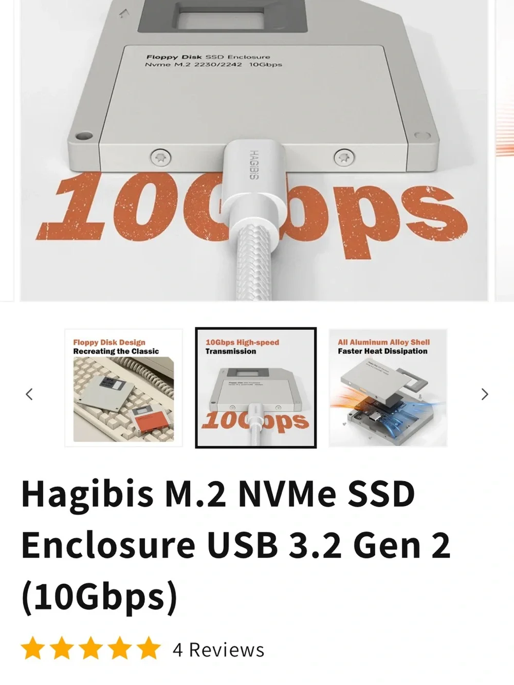 Hagibis White M.2 NVMe 2242/2230 SSD Enclosure
